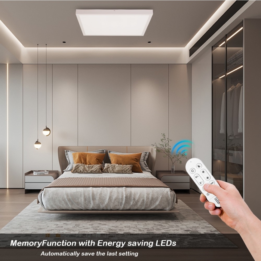 Immax NEO 07277L - LED ljusreglerad taklampa till badrum NEO LITE FRAME LED/50W/230V IP44 Wi-Fi Tuya +remote kontroll vit