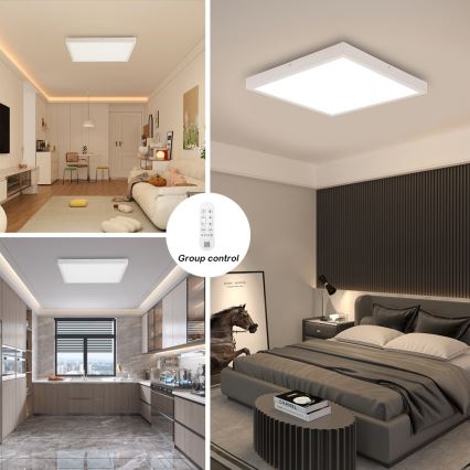 Immax NEO 07277L - LED ljusreglerad taklampa till badrum NEO LITE FRAME LED/50W/230V IP44 Wi-Fi Tuya +remote kontroll vit