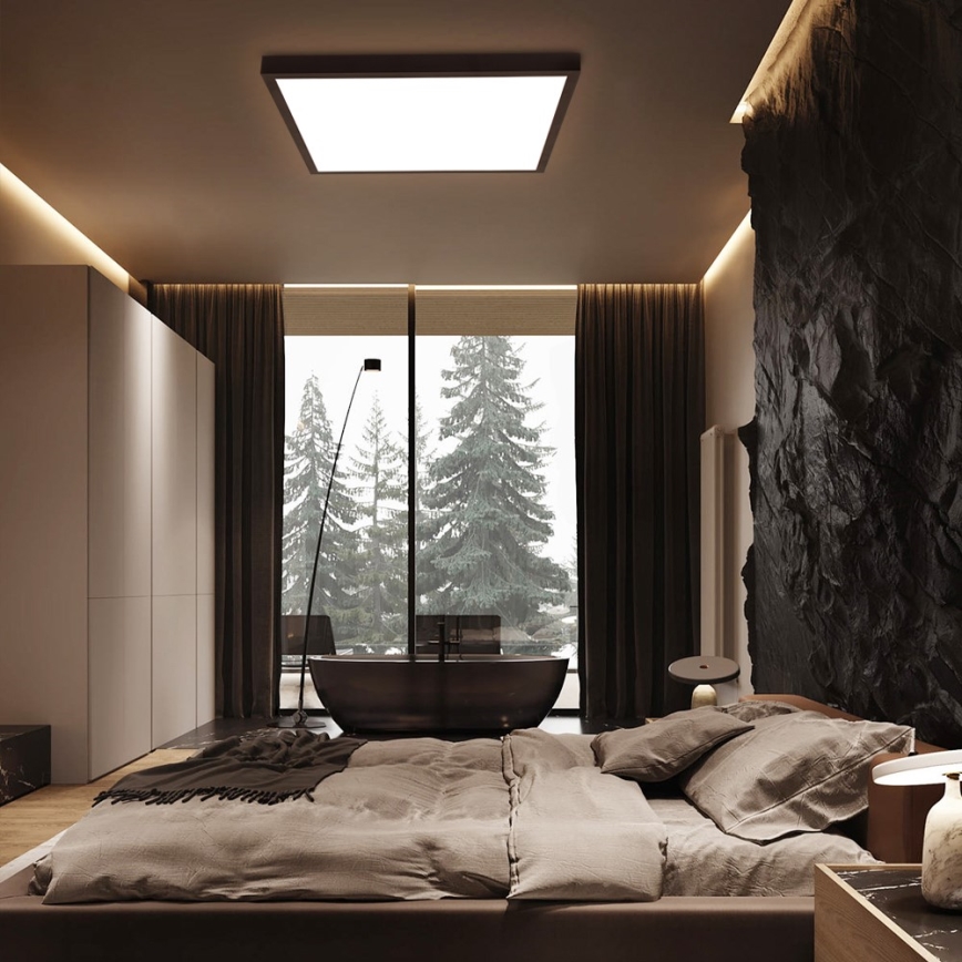 Immax NEO 07279L - LED ljusreglerad taklampa till badrum NEO LITE FRAME LED/50W/230V IP44 Wi-Fi Tuya + fjärrkontroll svart