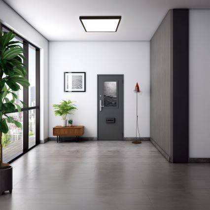 Immax NEO 07279L - LED ljusreglerad taklampa till badrum NEO LITE FRAME LED/50W/230V IP44 Wi-Fi Tuya + fjärrkontroll svart