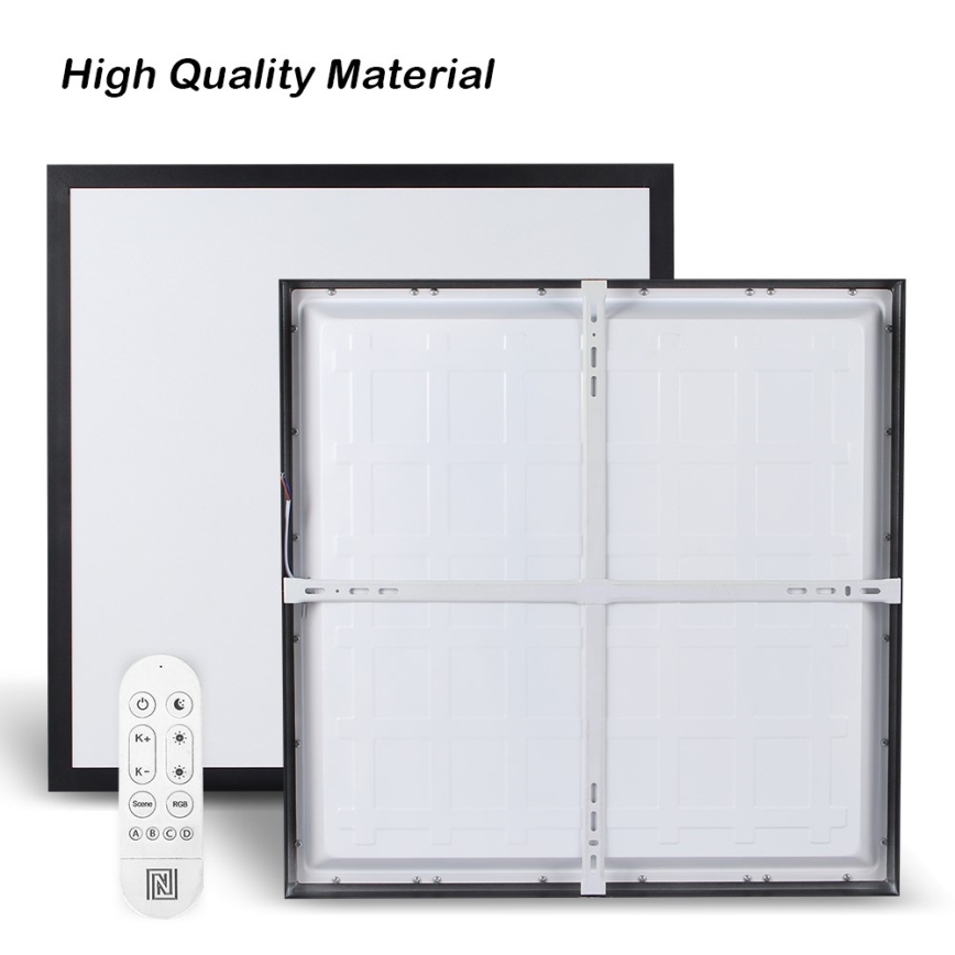 Immax NEO 07279L - LED ljusreglerad taklampa till badrum NEO LITE FRAME LED/50W/230V IP44 Wi-Fi Tuya + fjärrkontroll svart