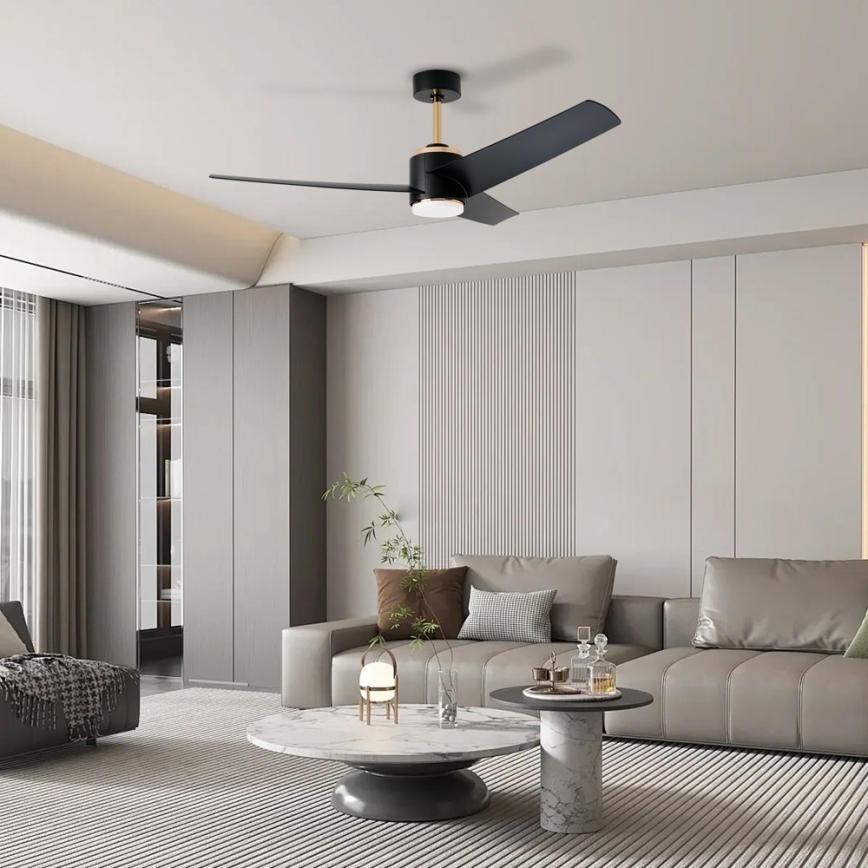 Immax NEO 07280L - LED takfläkt BEAUTY LED/18W/230V Wi-Fi Tuya svart diameter 132 cm + fjärrkontroll