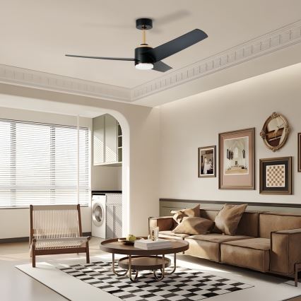 Immax NEO 07280L - LED takfläkt BEAUTY LED/18W/230V Wi-Fi Tuya svart diameter 132 cm + fjärrkontroll