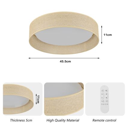 Immax NEO 07289L - LED+CCT Dimbart takarmatur LONA LED/36W/230V 3000-6000K Wi-Fi Tuya Ø 45,5 cm + fjärrkontroll