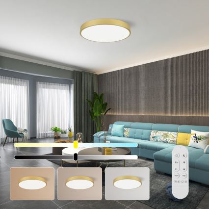 Immax NEO 07293L - LED dimbar taklampa NEO LITE SEMPLICI LED/60W/230V 3000-6000K Ø 60 cm Wi-Fi Tuya guldfärgad + fjärrkontroll