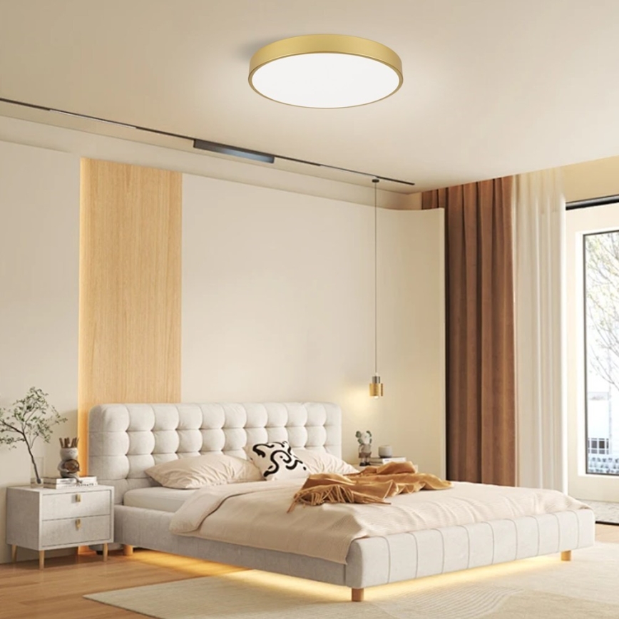 Immax NEO 07293L - LED dimbar taklampa NEO LITE SEMPLICI LED/60W/230V 3000-6000K Ø 60 cm Wi-Fi Tuya guldfärgad + fjärrkontroll