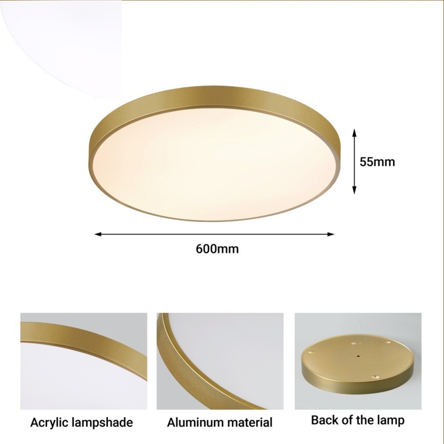 Immax NEO 07293L - LED dimbar taklampa NEO LITE SEMPLICI LED/60W/230V 3000-6000K Ø 60 cm Wi-Fi Tuya guldfärgad + fjärrkontroll