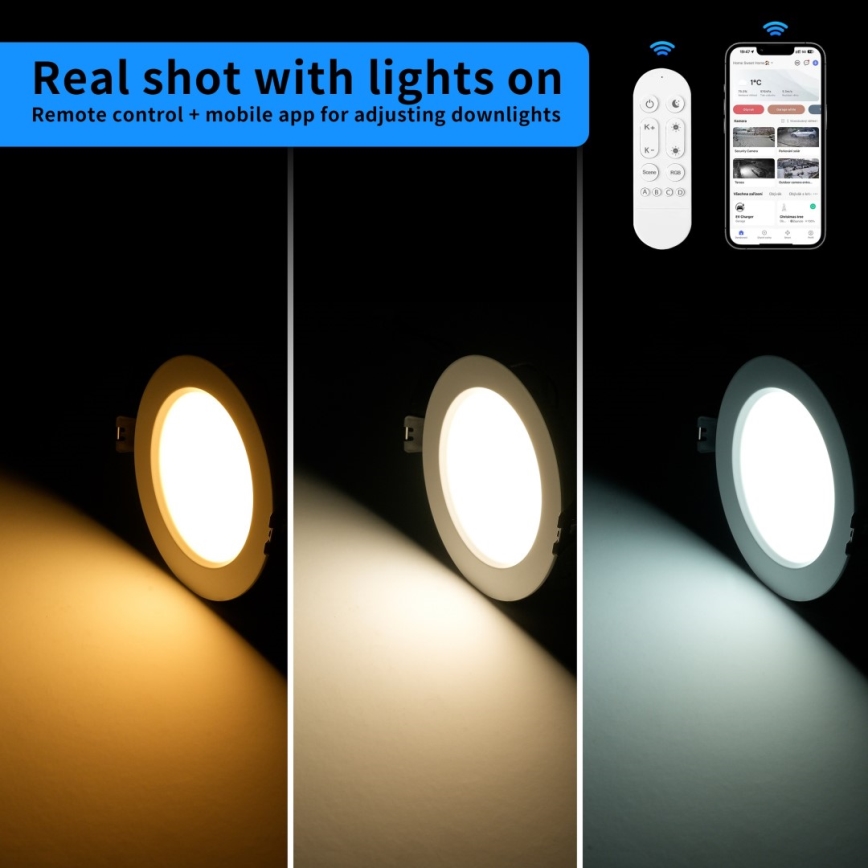 Immax NEO 07294L - LED dimbar infälld takarmatur DOWN LED/36W/230V Wi-Fi Tuya Ø 23 cm svart