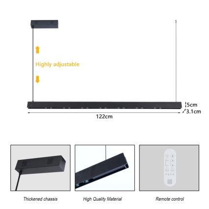 Immax NEO 07300L - LED-dimmbar pendellampa på vajer MADEIRA LED/26W/230V Wi-Fi Tuya 122 cm valnöt + fjärrkontroll