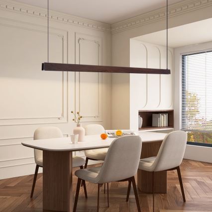 Immax NEO 07301L - dimbar LED-pendellampa på vajer MADEIRA LED/33W/230V Wi‑Fi Tuya 152 cm, valnöt + fjärrkontroll