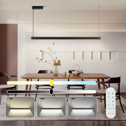 Immax NEO 07302L - LED-dimbar pendellampa på vajer MADEIRA LED/44W/230V Wi-Fi Tuya 202 cm valnöt + fjärrkontroll