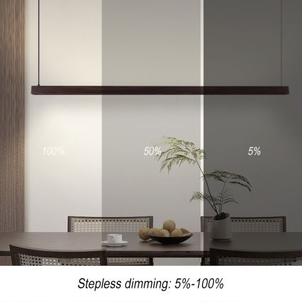 Immax NEO 07302L - LED-dimbar pendellampa på vajer MADEIRA LED/44W/230V Wi-Fi Tuya 202 cm valnöt + fjärrkontroll