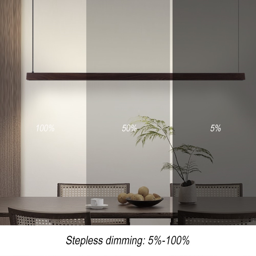 Immax NEO 07302L - LED-dimbar pendellampa på vajer MADEIRA LED/44W/230V Wi-Fi Tuya 202 cm valnöt + fjärrkontroll