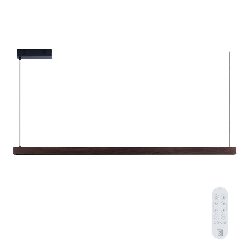 Immax NEO 07302L - LED-dimbar pendellampa på vajer MADEIRA LED/44W/230V Wi-Fi Tuya 202 cm valnöt + fjärrkontroll