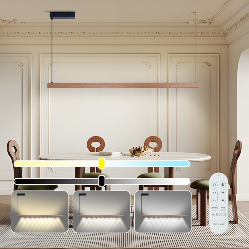 Immax NEO 07304L - LED-dimbar takpendel på vajer MADEIRA LED/33W/230V Wi‑Fi Tuya 152 cm ek + fjärrkontroll