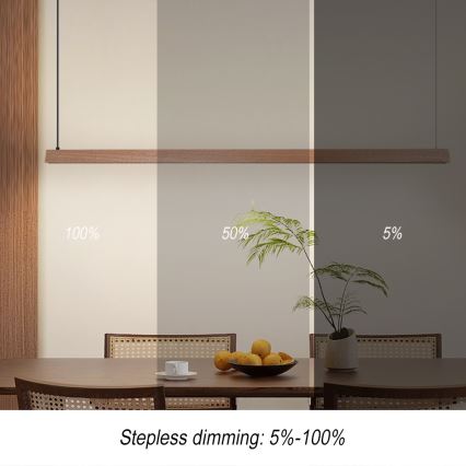 Immax NEO 07304L - LED-dimbar takpendel på vajer MADEIRA LED/33W/230V Wi‑Fi Tuya 152 cm ek + fjärrkontroll