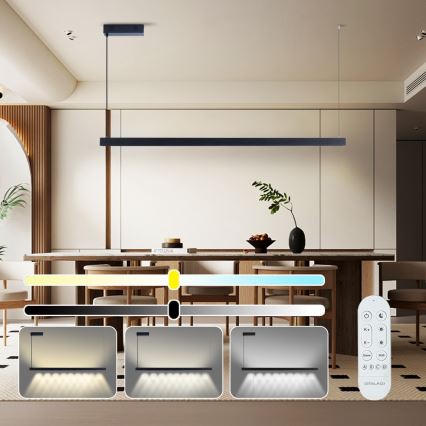 Immax NEO 07307L - LED-dimmbar pendellampa på vajer MADEIRA LED/33W/230V Wi-Fi Tuya 152 cm svart + fjärrkontroll