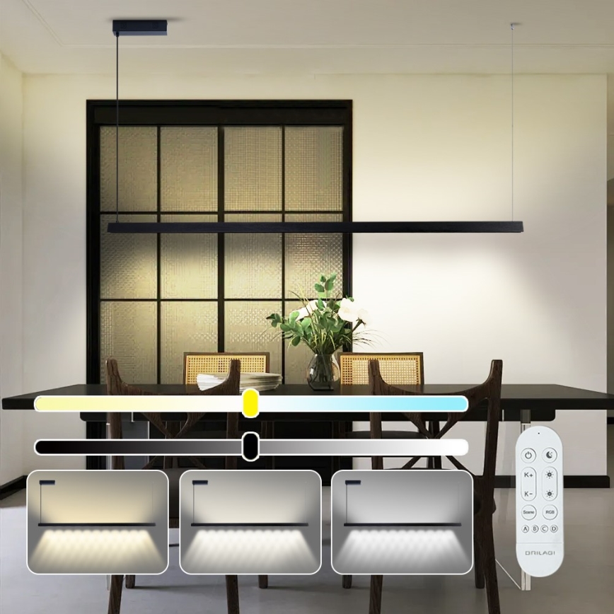 Immax NEO 07308L - LED-dimbar taklampa på vajer MADEIRA LED/44W/230V Wi-Fi Tuya 202 cm svart + fjärrkontroll