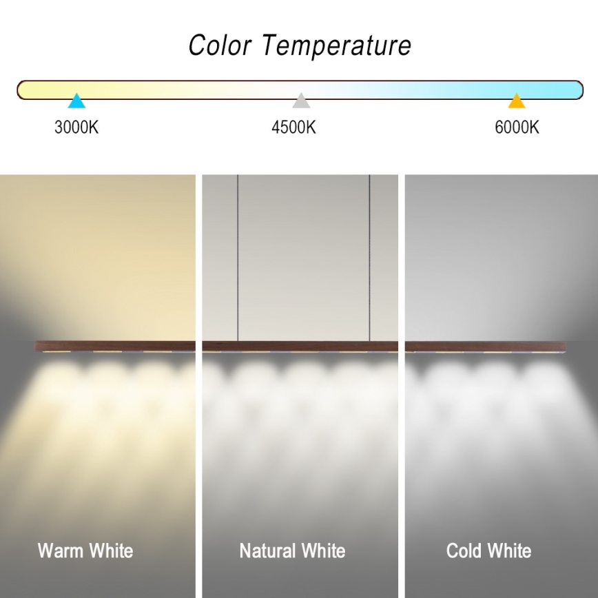 Immax NEO 07309L - LED Dimbar hänglampa på vajer med sensor MADEIRA LED/37W/230V 157 cm valnöt
