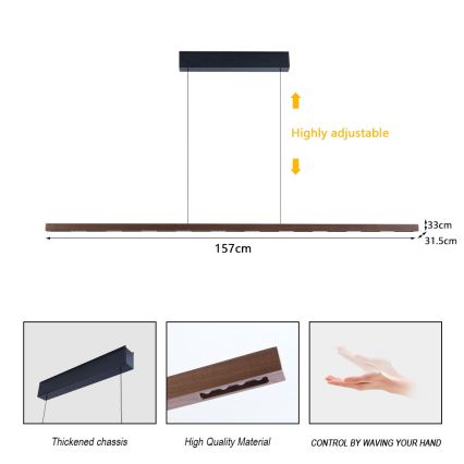 Immax NEO 07309L - LED Dimbar hänglampa på vajer med sensor MADEIRA LED/37W/230V 157 cm valnöt