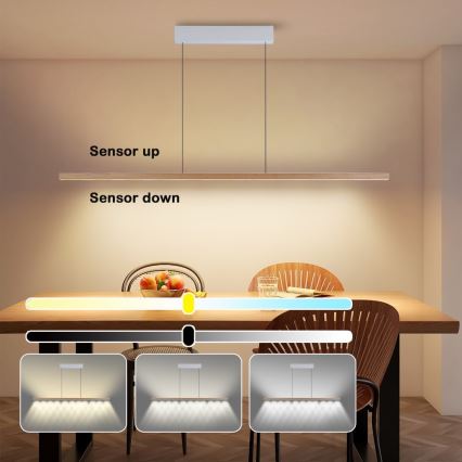 Immax NEO 07310L - Dimmbar LED-pendellampa på vajer med sensor MADEIRA LED/37W/230V 157 cm ask