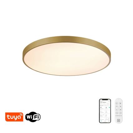 Immax NEO 07311L - Dimbart takarmatur SEMPLICI LED/96W/230V Ø 80 cm Wi-Fi Tuya i guld + fjärrkontroll