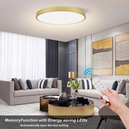 Immax NEO 07311L - Dimbart takarmatur SEMPLICI LED/96W/230V Ø 80 cm Wi-Fi Tuya i guld + fjärrkontroll