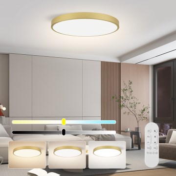 Immax NEO 07312L - LED dimmerbar taklampa SEMPLICI LED/128W/230V Ø 100 cm Wi-Fi Tuya guld + fjärrkontroll