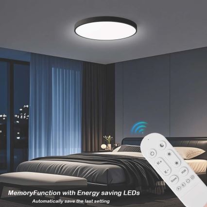 Immax NEO 07313L - LED dimbar taklampa SEMPLICI LED/96W/230V Ø 80 cm Wi-Fi Tuya svart + fjärrkontroll