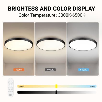 Immax NEO 07313L - LED dimbar taklampa SEMPLICI LED/96W/230V Ø 80 cm Wi-Fi Tuya svart + fjärrkontroll