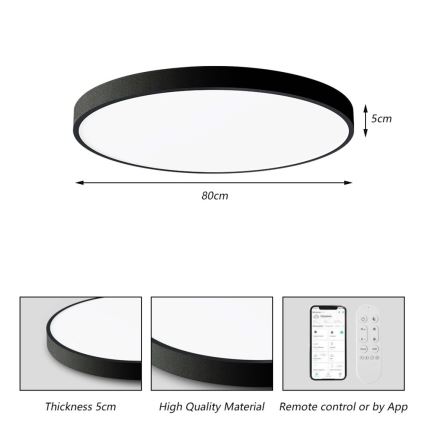 Immax NEO 07313L - LED dimbar taklampa SEMPLICI LED/96W/230V Ø 80 cm Wi-Fi Tuya svart + fjärrkontroll
