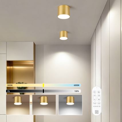 Immax NEO 07317L - Dimmbar LED-takarmatur RONDATE LED/18W/230V Ø 11,5 cm Wi‑Fi Tuya, guldig