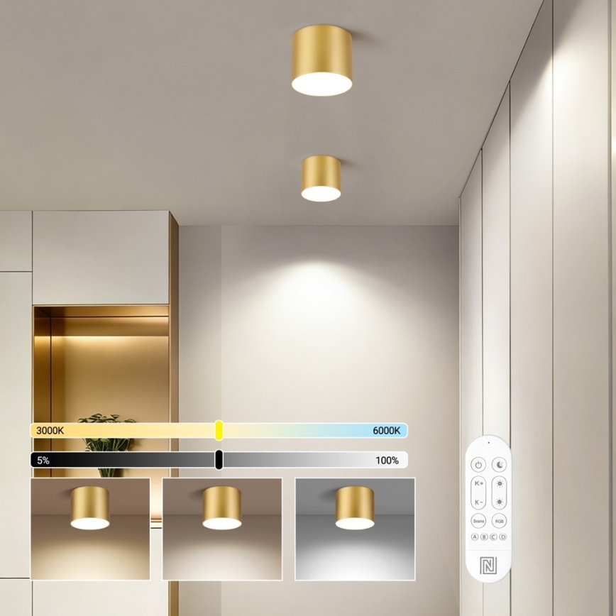 Immax NEO 07317L - Dimmbar LED-takarmatur RONDATE LED/18W/230V Ø 11,5 cm Wi‑Fi Tuya, guldig