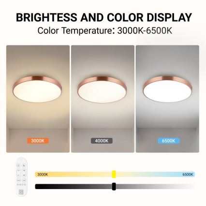 Immax NEO 07322L - Dimmbar LED-taklampa NEO LITE SEMPLICI LED/60W/230V, diameter 60 cm, kopparfärgad + fjärrkontroll