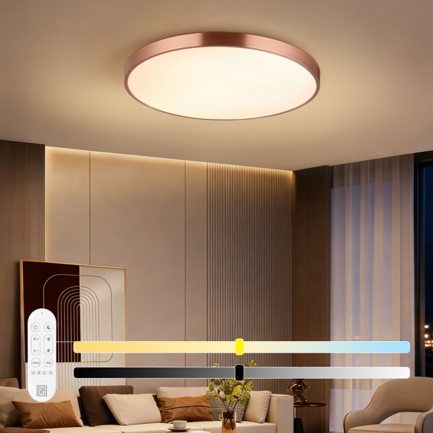 Immax NEO 07323L - Dimbart LED-takarmatur SEMPLICI LED/96W/230V diam. 80 cm Wi-Fi Tuya roséguld + fjärrkontroll