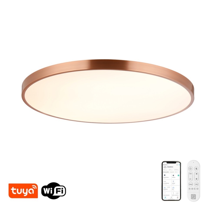 Immax NEO 07324L - LED dimmbar taklampa SEMPLICI LED/128W/230V Ø 100 cm Wi‑Fi Tuya guld + fjärrkontroll