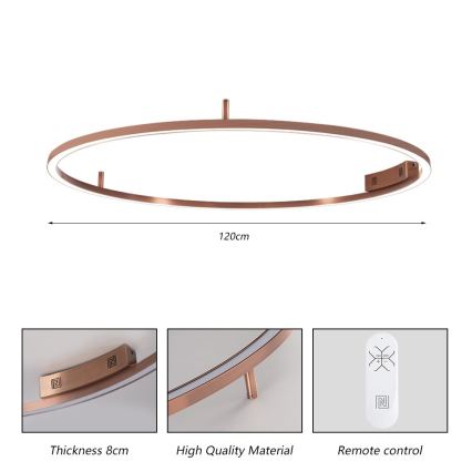 Immax NEO 07325-120C - LED dimbar taklampa FINO LED/72W/230V 120 cm Tuya roséguld + fjärrkontroll