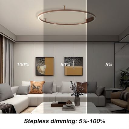 Immax NEO 07326-80C - LED dimbar taklampa FINO LED/55W/230V 80 cm Tuya roséguld + fjärrkontroll