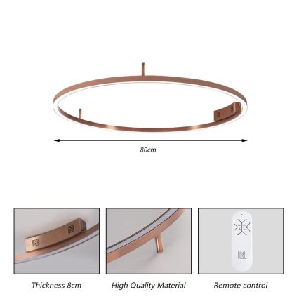 Immax NEO 07326-80C - LED dimbar taklampa FINO LED/55W/230V 80 cm Tuya roséguld + fjärrkontroll