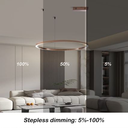 Immax NEO 07327L - LED-dimbar pendellampa med vajer FINO LED/55W/230V 80 cm Tuya roséguld + fjärrkontroll