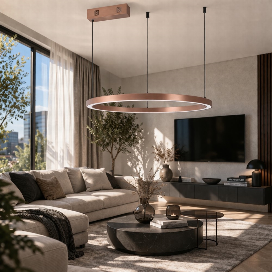 Immax NEO 07327L - LED-dimbar pendellampa med vajer FINO LED/55W/230V 80 cm Tuya roséguld + fjärrkontroll