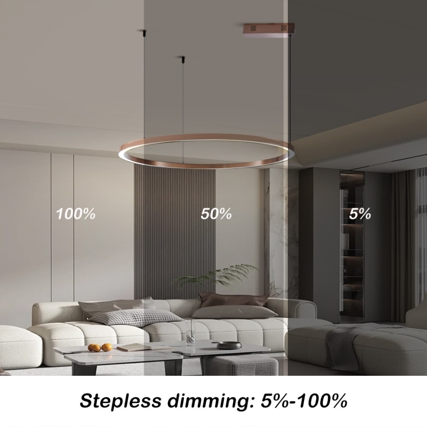 Immax NEO 07327L - dimbar LED-pendel på kabel FINO LED/55W/230V 80 cm roséguld Tuya + fjärrkontroll