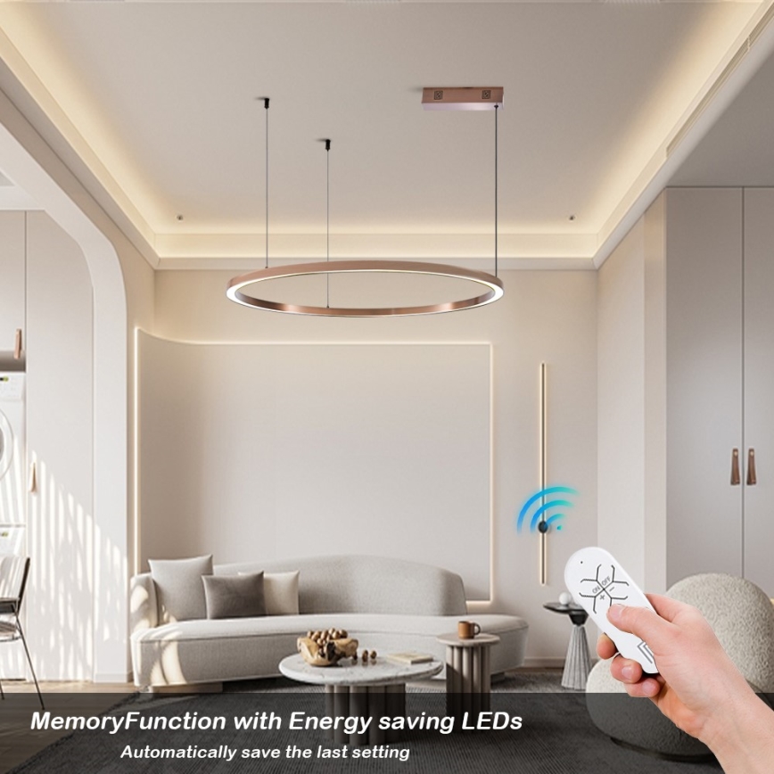 Immax NEO 07327L - dimbar LED-pendel på kabel FINO LED/55W/230V 80 cm roséguld Tuya + fjärrkontroll