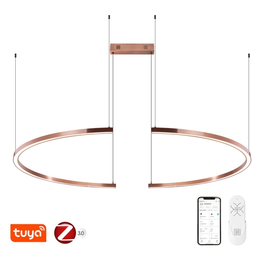 Immax NEO 07328L - LED dimbar pendellampa på kabel FINO LED/72W/230V 120 cm roséguld Tuya + fjärrkontroll