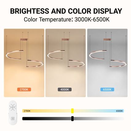 Immax NEO 07328L - LED dimbar pendellampa på kabel FINO LED/72W/230V 120 cm roséguld Tuya + fjärrkontroll