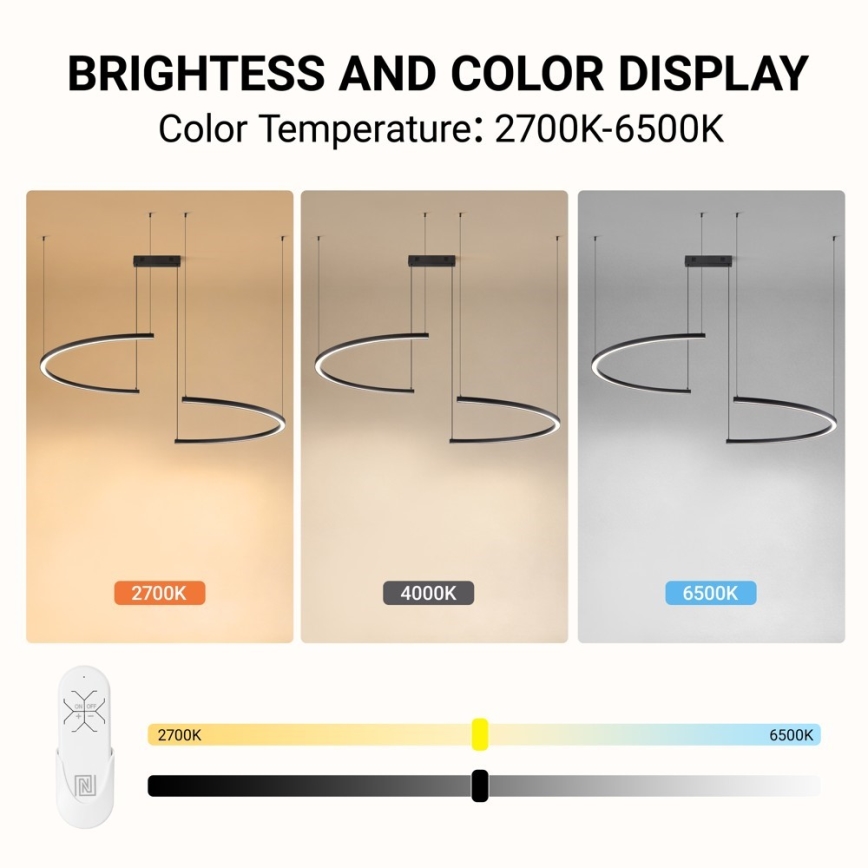 Immax NEO 07329L - LED dimbar pendel på vajer FINO LED/72 W/230 V 120 cm svart Tuya + fjärrkontroll