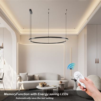 Immax NEO 07329L - LED dimbar pendel på vajer FINO LED/72 W/230 V 120 cm svart Tuya + fjärrkontroll