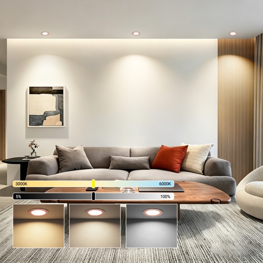 Immax NEO 07330L - Dimbar infälld LED-downlight DOWN LED/12W/230V Wi‑Fi Tuya Ø 12 cm roséguld