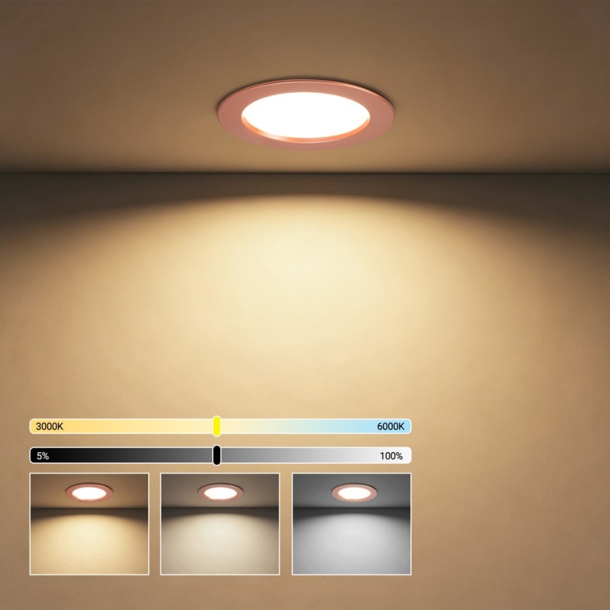 Immax NEO 07330L - Dimbar infälld LED-downlight DOWN LED/12W/230V Wi‑Fi Tuya Ø 12 cm roséguld