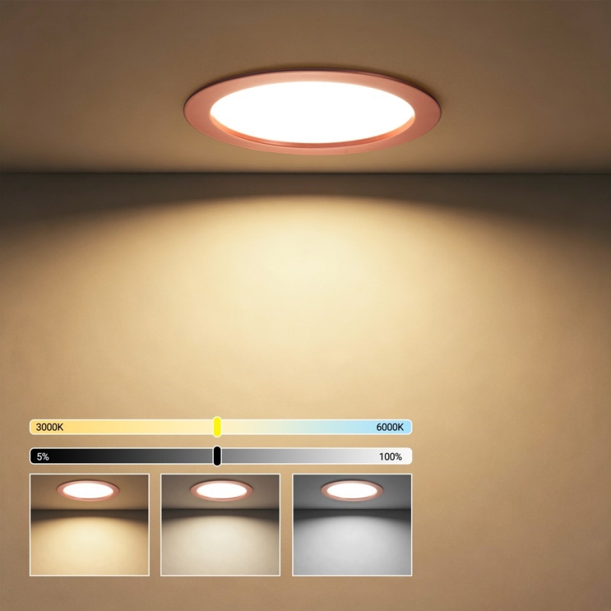 Immax NEO 07331L - dimbar LED infälld downlight, 36W/230V, Wi‑Fi Tuya, Ø 23 cm, roséguld